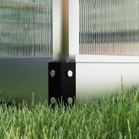 Outsunny 6' x 10' x 6.6' Polycarbonate Greenhouse, Walk-In Green House Kit Garden, Plants Grow, Galvanized Sheet Aluminum Frame with Rain Gutter, Vents and Sliding Door, Sliver(m-9)