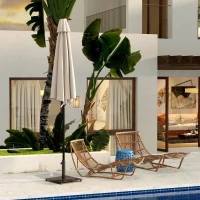 Outsunny Square Patio Umbrella Base, 29 lbs Metal Umbrella Stand Base with Adjustable Foot Pads, Heavy Duty Patio Umbrella Holder for 1.5"/1.9" Umbrella Poles for Outdoor, Lawn, Poolside, Black(m-7)