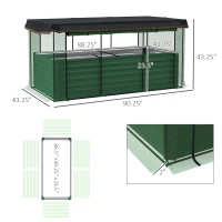 Outsunny Galvanized Steel Planter Box with Crop Cage and Shade Cloth, Raised Garden Bed for Flowers, Veggies and Herbs, Green(m-3)