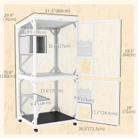 PawHut Catio Outdoor, Elevated Design, with Wheels, Resting Box, Water-Resistant, Multi Platforms, White(m-3)