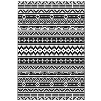 Outsunny Reversible Outdoor Rug, Waterproof Plastic Straw with Carry Bag, 6' x 9', Black & White Geometric Wall