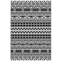 Outsunny Reversible Outdoor Rug, Waterproof Plastic Straw with Carry Bag, 6' x 9', Black & White Geometric Wall(m-1)