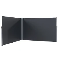 Outsunny Retractable Double Side Awning, 79"x236" Patio Privacy Screen, UV Resistant, Waterproof Wind Screen, Charcoal Grey(m-11)