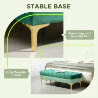 HOMCOM End of Bed Bench, Upholstered Bench, Entryway Shoe Bench with Button Tufted for Living Room, Bedroom, Dark Green(m-6)