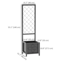 Outsunny Galvanized Raised Garden Bed with Trellis, Metal Planter Box with Drainage Holes for Climbing Plants, Vegetable, Vines(m-3)