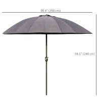 Outsunny 8ft Shanghai Garden Parasol Umbrella with Crank & Tilt, Adjustable Outdoor Sun Shade, Dark Grey(m-3)