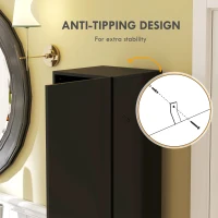 kleankin Tall Bathroom Cabinet, High Gloss Storage Cabinet with Doors and Adjustable Shelves, 11.8" x 11.8" x 71.5", Black(m-6)