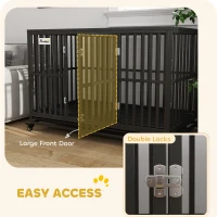 PawHut 49" Heavy Duty Steel Dog Crate Kennel Pet Cage with Wheels for Convenient Access Anti-Pinching Floor, Black(m-5)