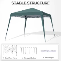 Outsunny 8' x 8' Pop Up Canopy, Outdoor Foldable Tent, Portable Canopy Tent with Carrying Bag for Camping, Party, Picnic, Green(m-6)