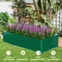 Outsunny 8' x 4' x 2' Raised Garden Bed, Galvanized Planter Box for Growing Flowers, Herbs and Vegetables, Green(m-5)