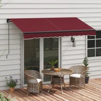 Outsunny 10' x 8' Retractable Awning, 280gsm UV Resistant Sunshade Shelter, for Deck, Balcony, Yard, Wine Red(m-8)