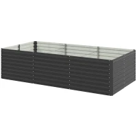 Outsunny 8' x 4' x 2' Raised Garden Bed, Galvanized Planter Box for Growing Flowers, Herbs and Vegetables, Dark Grey(m-2)