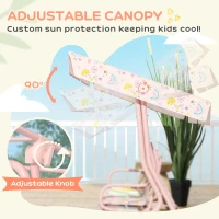 Qaba Kids Patio Swing Chair with Adjustable Canopy, Safety Belt for Patio, Garden, Poolside, Balcony, Pink(m-5)