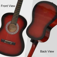 Soozier 36" Kids Acoustic Guitar Set with Easy Strings, Picks, and Waterproof Case Included, Beginner Acoustic Guitar for Kids, Portable Acoustic Child Guitar, Wine Red(m-6)