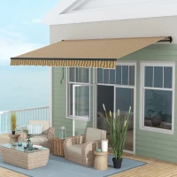 Outsunny 13' x 10' Retractable Awning, 280gsm UV Resistant Sunshade Shelter, for Deck, Balcony, Yard, Amber and Dark Grey(m-8)