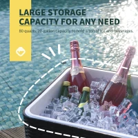 Outsunny 80 Quart Rattan Rolling Cooler Cart Portable Patio Ice Beer Beverage Cooling Bin for Outdoor Party w/ Bottle Opener, Brown Wicker(m-5)