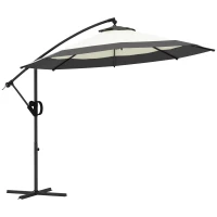 Outsunny 10 FT Cantilever Umbrella, Round Hanging Offset Umbrella with Crank, Tilt and Cross Base for Garden, Backyard, Grey(m-11)