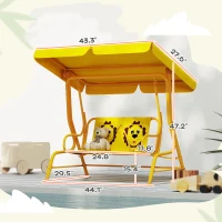 Qaba Kids Patio Swing Chair with Adjustable Canopy, Safety Belt for Patio, Garden, Poolside, Balcony, Yellow(m-3)