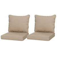 Outsunny 4-Piece Seat Cushion Pillows Replacement, Patio Chair Cushions Set with Back for Indoor Outdoor, Beige(m-2)