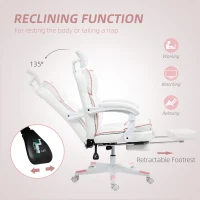 HOMCOM PU Leather Office Chair, Executive Desk Chair with Headrest, Foot Rest, Swivel Wheels, Reclining Computer Chair, White(m-6)