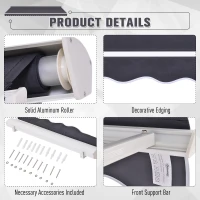 Outsunny 4' x 2.3' Retractable Window Door Awning Patio Canopy Outdoor Sun Shade Shelter Dark Grey(m-6)