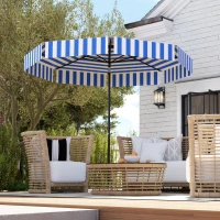 Outsunny 8.7FT Tilting Patio Umbrella with 8 Ribs, Crank Handle, Air Vent for Outdoor, Garden and Pool, Navy Blue(m-8)