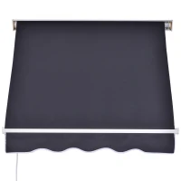 Outsunny 4' x 2.3' Retractable Window Door Awning Patio Canopy Outdoor Sun Shade Shelter Dark Grey(m-10)