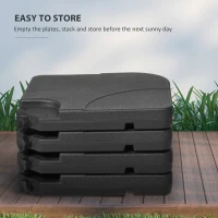 Outsunny 4 Piece Umbrella Base Stand w/ U Locking, 132 lb Capacity Water or 172 lb Capacity Sand, Black(m-7)
