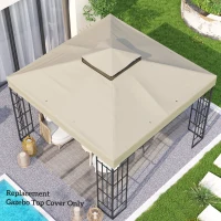 Outsunny 10' x 10' Gazebo Canopy Replacement Cover, 2-Tier Garden Gazebo Roof Replacement, UPF30+, TOP COVER ONLY, Cream White(m-10)