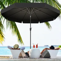 Outsunny 8.5 ft Outdoor Market Table Umbrella, Round Patio Umbrella with Tilt and Crank for Garden, Backyard, Deck, Black(m-8)