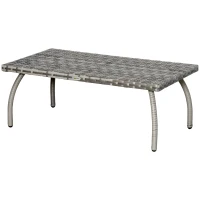 Outsunny Rattan Coffee Table Outdoor Side Table, 35.4" x 19.7" Small Wicker Patio Furniture with All-Weather PE for Garden, Balcony, Backyard, Poolside, Grey(m-2)