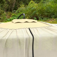 Outsunny 7.5FT Umbrella Table Screen Mosquito Bug Net, Garden Large Umbrella Cover Netting with Zippered Door, Beige(m-10)
