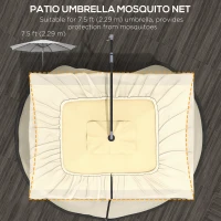 Outsunny 7.5FT Umbrella Table Screen Mosquito Bug Net, Garden Large Umbrella Cover Netting with Zippered Door, Beige(m-6)