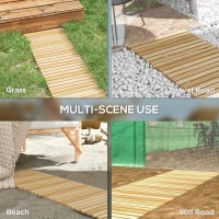 Outsunny 47" Wooden Garden Pathway, Outdoor Roll Out Straight Walkway, Garden Boardwalk for Wedding, Party, Natural Wood Finish(m-4)