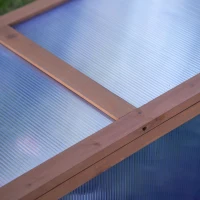 Outsunny 39" x 26" x 16" Wooden Cold Frame with Openable and Tilted Top Cover, Small Polycarbonate Planter Box for Flowers, Vegetables, Plants, Brown(m-9)