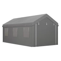 Outsunny 10' x 20' Carport, Heavy Duty Portable Garage with 6 Mesh Windows and 2Doors, Gey(m-10)