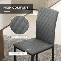 HOMCOM Set of 4 Modern Dining Chairs, Tufted High Back Side Chairs with Upholstered Seat, Steel Legs for Living Room, Kitchen(m-5)