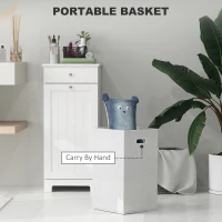 HOMCOM Laundry Hamper Cabinet, Laundry Cabinet with Tilt Out Laundry Basket and Drawer, White(m-5)