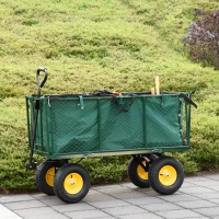 Outsunny 342L Utility Wagon Cart with Removable Mesh Sides to Convert into Flatbed for Beach Lawn Yard(m-8)