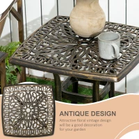 Outsunny Aluminium Outdoor Side Table with Umbrella Hole, 21" Square Patio Coffee Table End Table, Bronze(m-4)