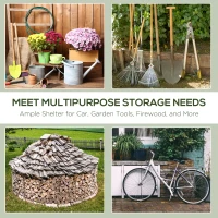 Outsunny 7.9' x 6.6' Garden Storage Tent, Patio Storage Shelter w/ Metal Frame and Double Zipper Doors, Green(m-7)