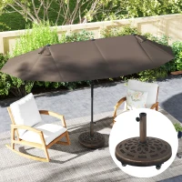 Outsunny Round Patio Umbrella Base with Wheels, 46 lbs Resin Umbrella Stand Base, Heavy Duty Patio Umbrella Holder for 1.3"/1.5"/1.9" Umbrella Poles for Outdoor, Lawn, Poolside, Bronze(m-8)