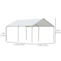 Outsunny 10' x 20' Carport Heavy Duty Galvanized Car Canopy with Included Anchor Kit, 3 Reinforced Steel Cables, White(m-3)