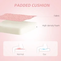 HOMCOM Armless Computer Desk Chair, Office Task Chair, Teddy Fleece Heart Makeup Vanity Chair with Swivel Wheels, Pink(m-4)