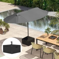 Outsunny 3-in-1 Patio Umbrella Base, Coffee End Table, Flower Box Planter with Wheels Handles, Square Plastic 176lb Stand/110lb Water Fillable Outdoor Garden Umbrella Stand, Black(m-9)