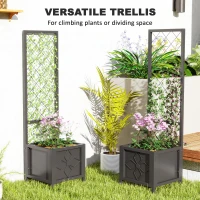 Outsunny Galvanized Raised Garden Bed with Trellis, Metal Planter Box with Drainage Holes for Climbing Plants, Vegetable, Vines(m-5)