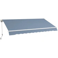 Outsunny 12' x 10' Manual Retractable Awning Outdoor Sunshade Shelter with Adjustable & Versatile Design, Light Grey(m-11)