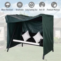 Outsunny Outdoor Swing Cover, Large 3-Seat Patio Swing Chair Hammock Cover UV Resistant Windproof All Weather Protection, Green(m-4)