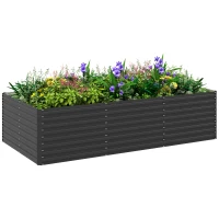 Outsunny 8' x 4' x 2' Raised Garden Bed, Galvanized Planter Box for Growing Flowers, Herbs and Vegetables, Dark Grey(m-11)