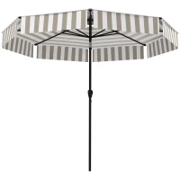 Outsunny 8.6FT Patio Umbrella, UPF 30+ Outdoor Market Umbrella, 2-Tier Vented Patio Table Umbrella with Crank 8 Ribs, Tiltable Porch Umbrella for Garden Deck Poolside, Light Gray(m-1)